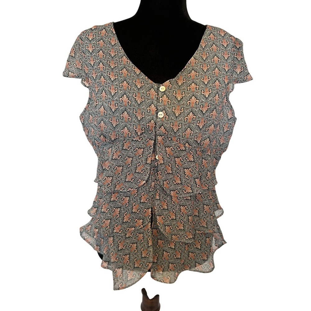 Emma James Teired Sheer Blouse Size 10